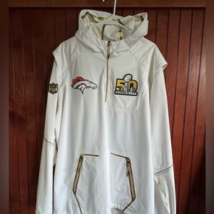 White NFL Broncos Hoodie with Gold Accents